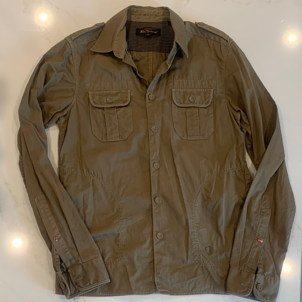 Mens Ben Sherman Olive Green Military Field Jacket Small Like New